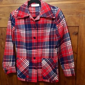 Pendleton Wool Blue And Red Plaid Jacket